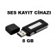 8 GB USB Bellek Ses Kayıt Cihazı